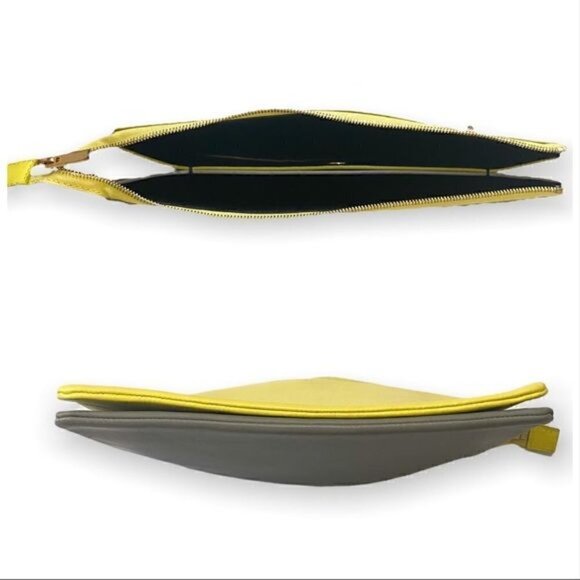 New Celine Yellow/Grey Leather Duo Small‎ Pouch Clutch Bag - Picture 5 of 12